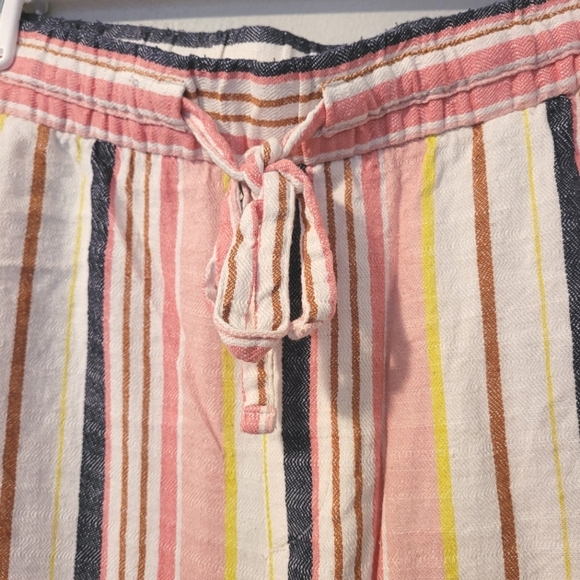 Old Navy colorful Striped pants pull-on elastic drawstring linen blend Women's L - Picture 3 of 11